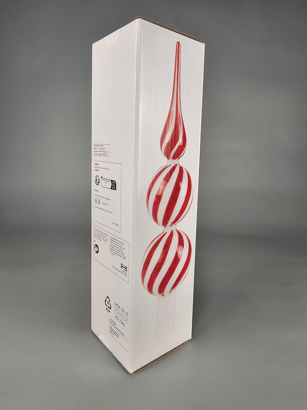 IKEA VINTERFINT Christmas Tree Top Spire – Glass Red/White, 28 cm