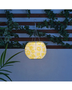 SOLVINDEN LED Solar-Powered Pendant Lamp, Outdoor Globe/Yellow Flower 22 cm