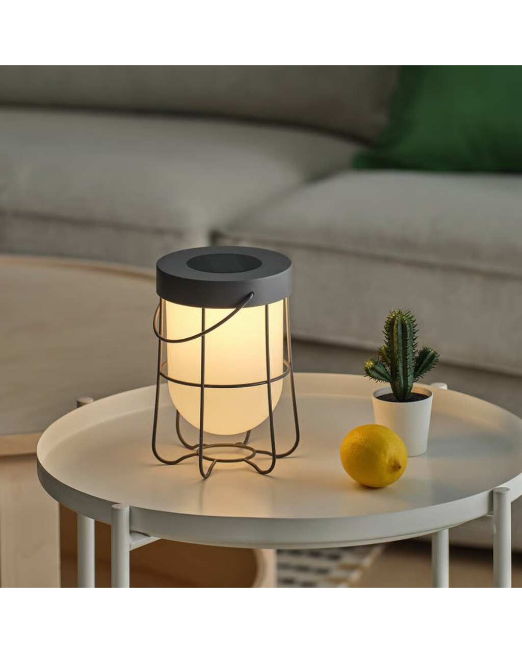 SOLVINDEN Solar-Powered Table Lamp — Grey, 18 cm