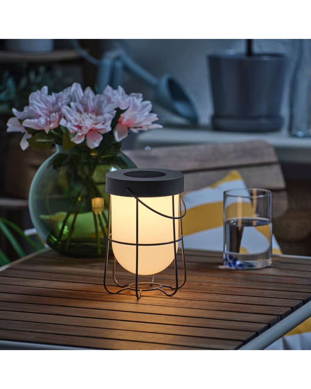 SOLVINDEN Solar-Powered Table Lamp — Grey, 18 cm