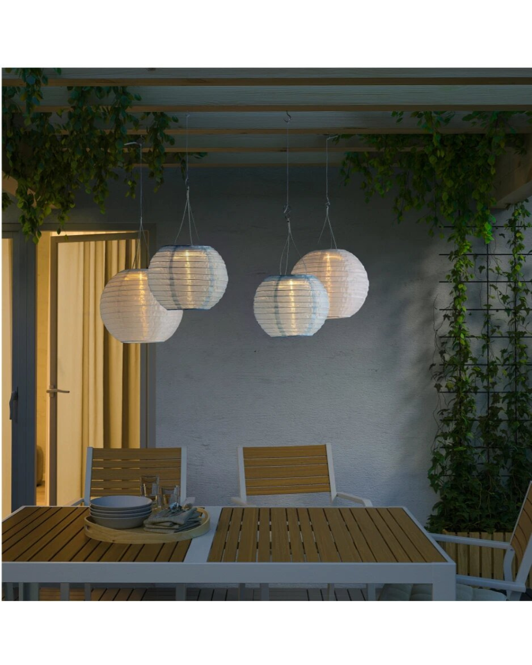 SOLVINDEN LED Solar-Powered Pendant Lamp Outdoor Globe Light Blue 22 cm NEW