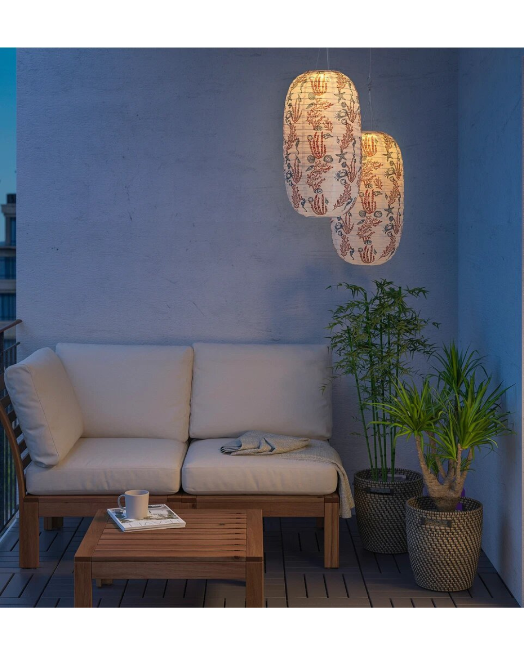 SOLVINDEN LED Solar-Powered Pendant Lamp, Outdoor Oval/Coral Pattern, 24" , 60cm