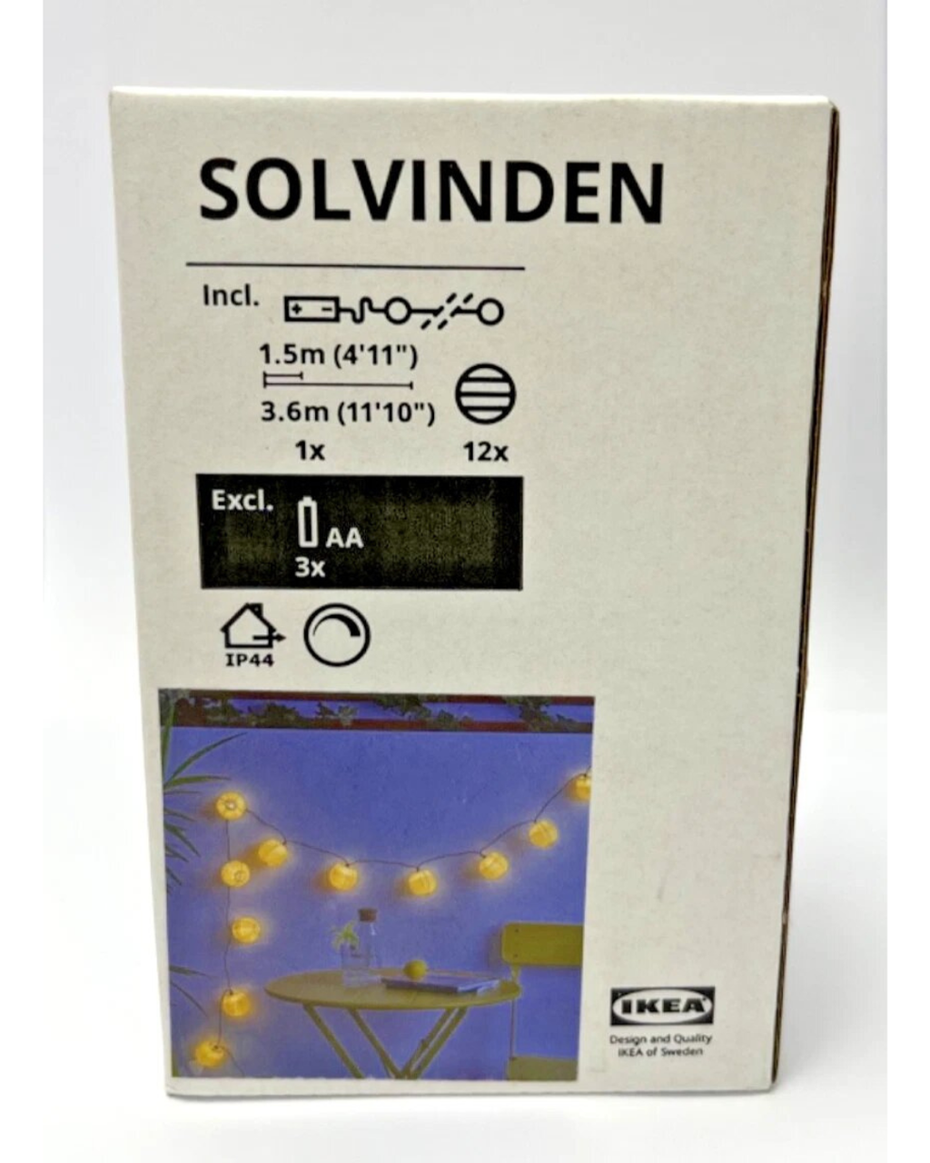 SOLVINDEN LED Lighting Chain 12 Lights Outdoor Battery Operated Yellow NEW