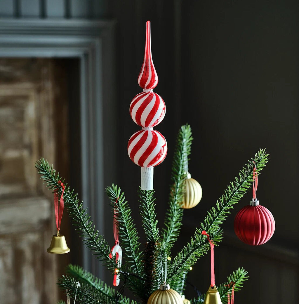 IKEA VINTERFINT Christmas Tree Top Spire – Glass Red/White, 28 cm