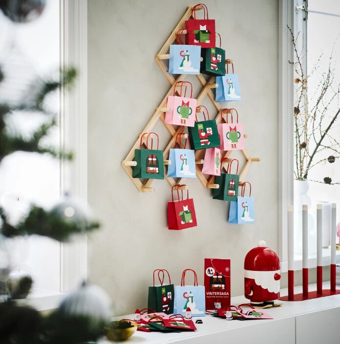 IKEA VINTERFINT Wall Decoration – Pine Christmas Tree with Advent Hooks, 90 cm