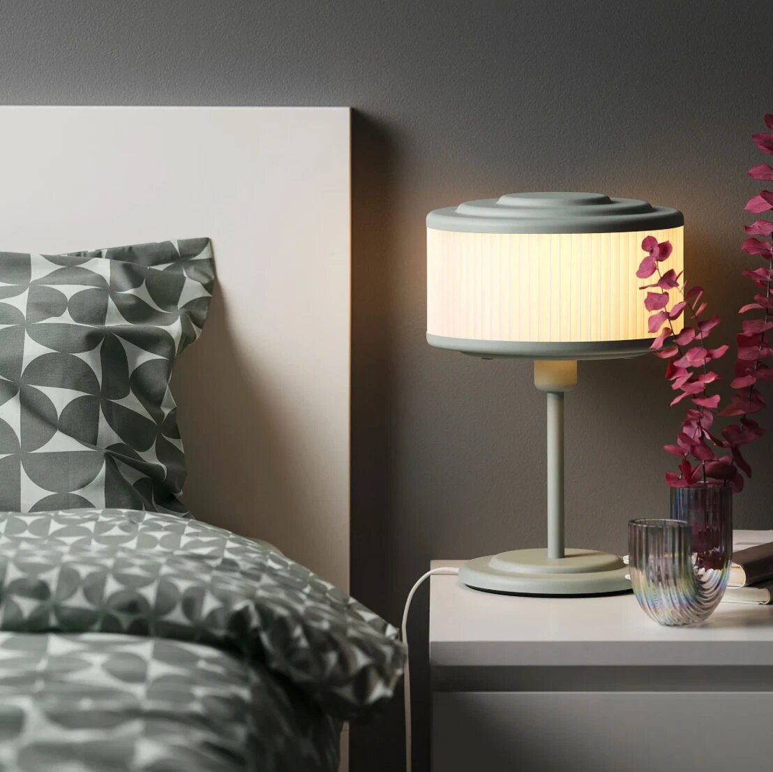 IKEA REMTANG Table Lamp Shade – Grey Green, 37 cm