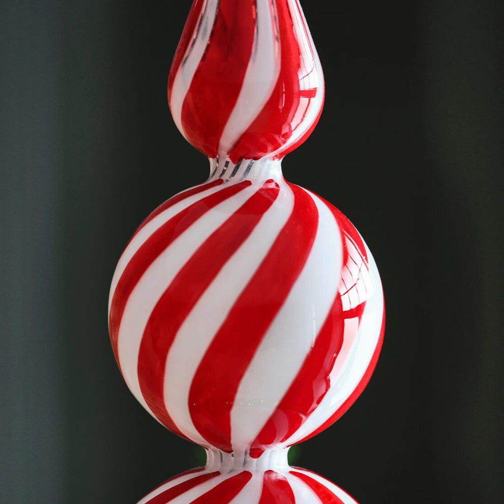 IKEA VINTERFINT Christmas Tree Top Spire – Glass Red/White, 28 cm