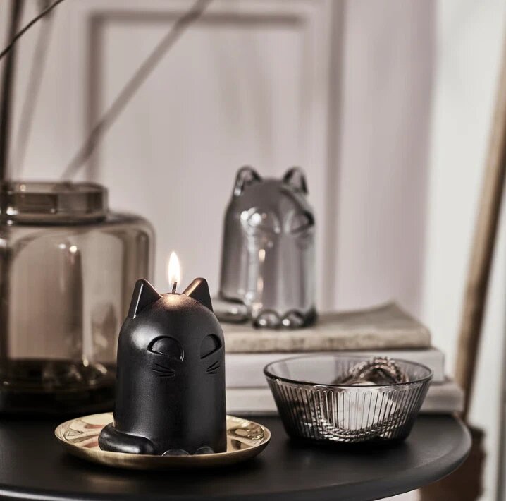 IKEA  KUSTFYR Halloween Unscented Candle – Cat Black, 12 cm