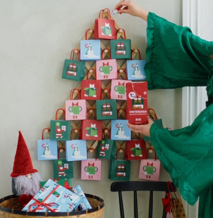 IKEA VINTERFINT Wall Decoration – Pine Christmas Tree with Advent Hooks, 90 cm