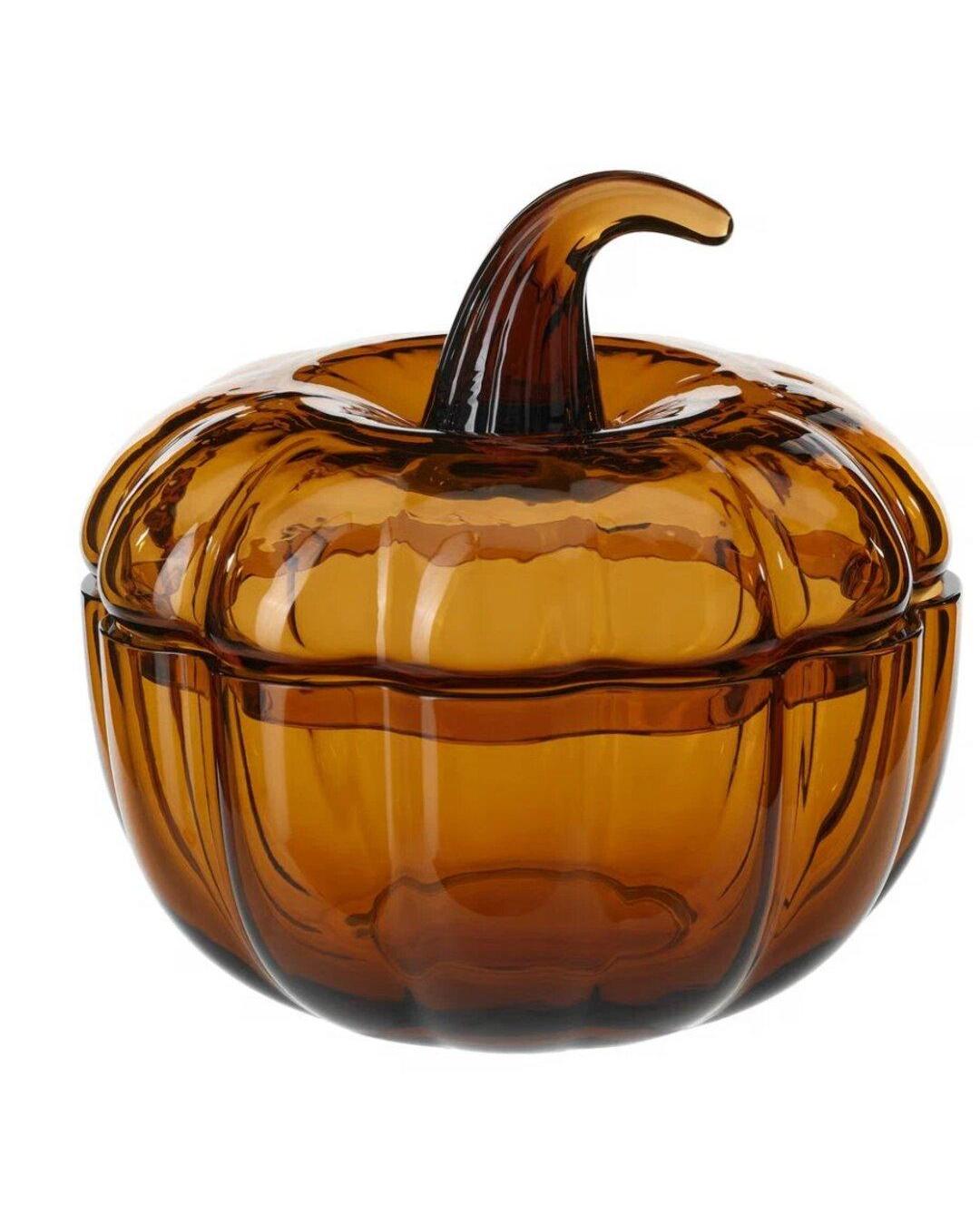IKEA HÖSTAGILLE Bowl with Lid – Pumpkin Brown Glass, 19 cm | Limited Edition
